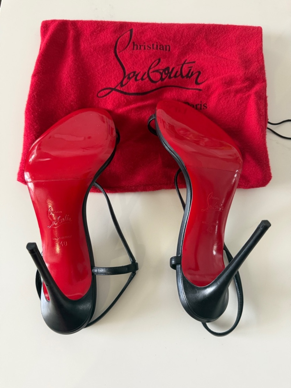 Christian Louboutin Black Leather Strappy High-Heel Sandals - Picture 2 of 2